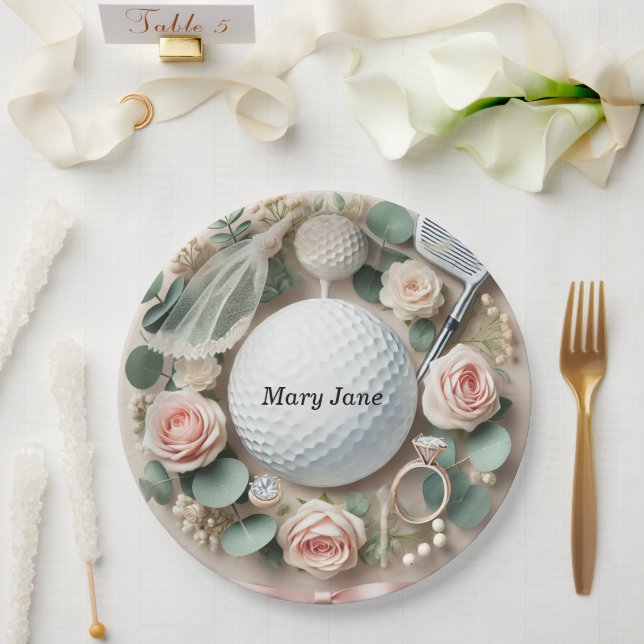 Golf-Brautparty zum Thema Golf Pappteller (Hochzeit)