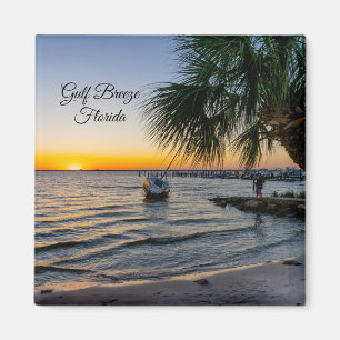 Golf Breeze Florida Sunset Square Magnet