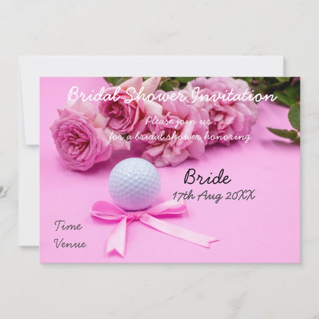 Golf Bridal Dusche Einladung Golfball und Rose (Vorderseite)