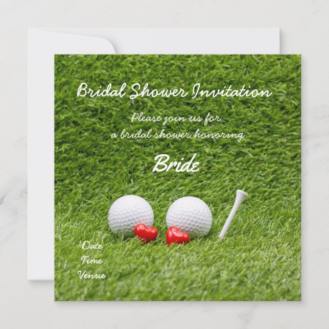 Golf Bridal Dusche Einladung mit zwei Golfbälle (Vorderseite)
