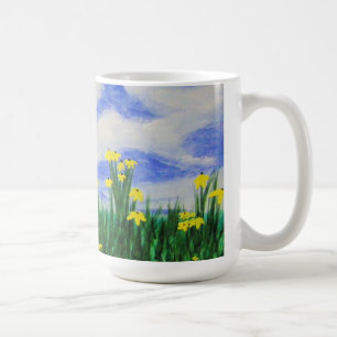 Golf-Bucht-Blumen auf einem hellen Gebiet Kaffeetasse