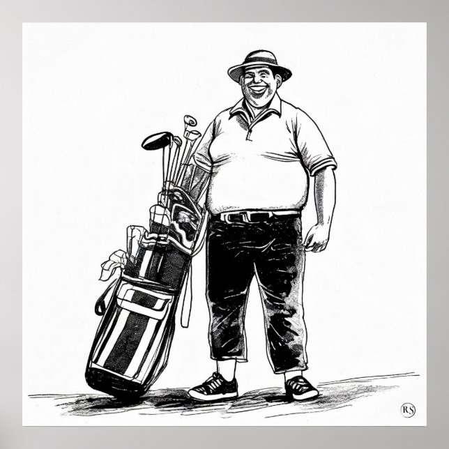 Golf Caddie - Golf Art Print Poster (Vorne)