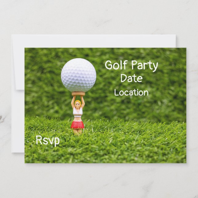 Golf Caddy trägt Golfball für Golfer Einladung (Vorderseite)