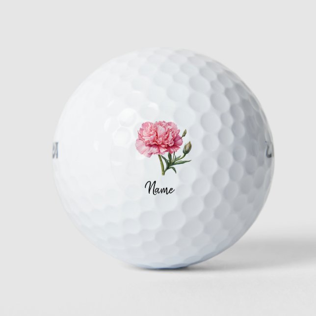 Golf Carnation Blume für Golf Mama Muttertag Golfball (Vorderseite)