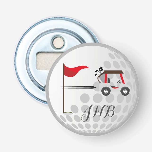 Golf Cart Ball für Golfer Monogram Flaschenöffner (Vorderseite)