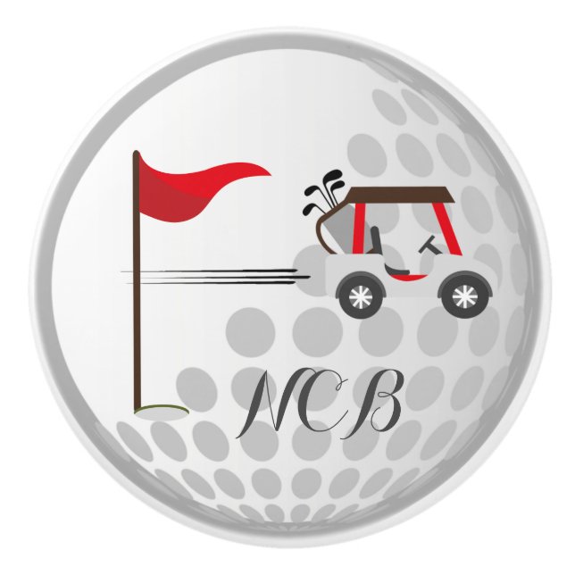 Golf Cart Ball für Golfer Monogram Keramikknauf (Vorderseite)