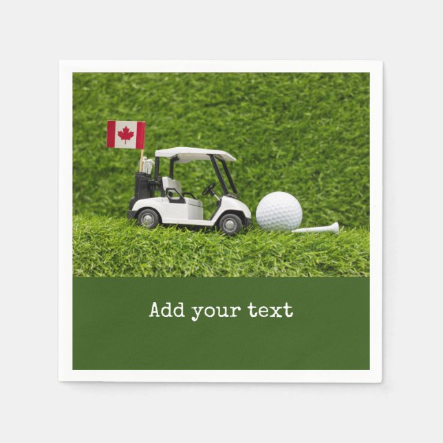 Golf Cart Ball Tee auf Grün mit Flagge Kanadas Serviette (Vorderseite)