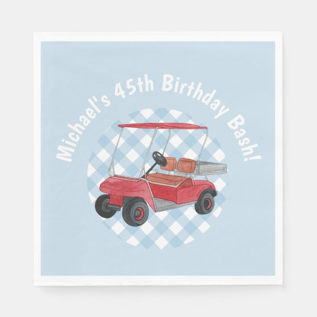 Golf Cart Blue White Preppy Country Club Serviette (Vorderseite)