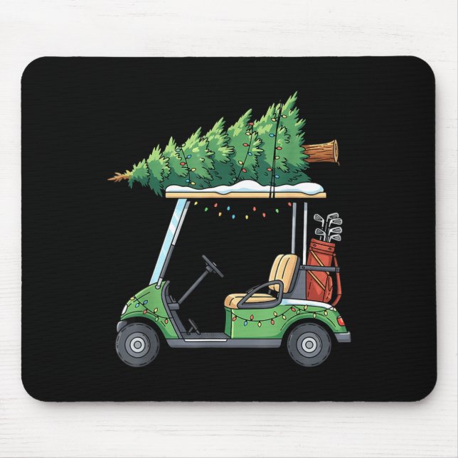 Golf Cart Christmas Tree Lights Funny For Men Wome Mousepad (Vorne)