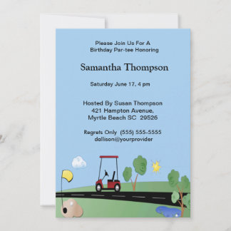 Golf Cart Einladung zum Geburtstag