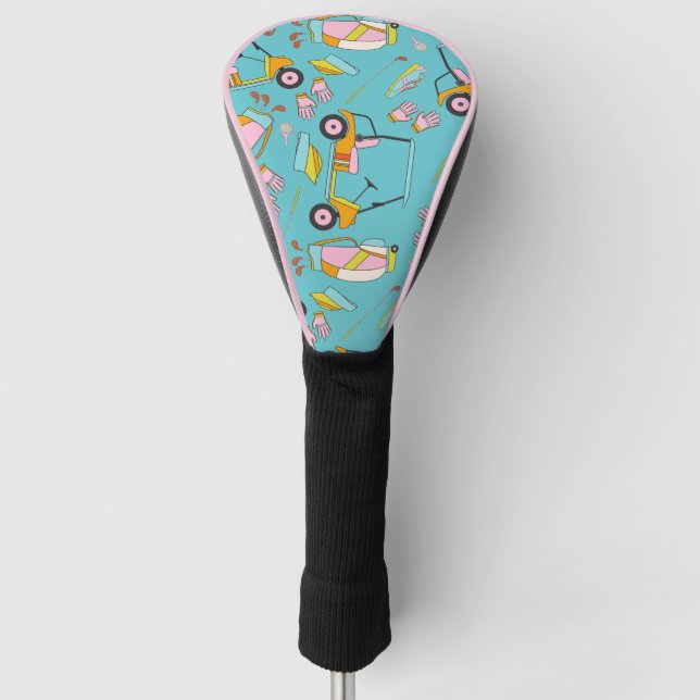 Golf Cart Girly Blue Golf Club Headcover (Vorderseite)