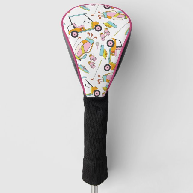 Golf Cart Girly Pink Golf Club Golf Headcover (Vorderseite)