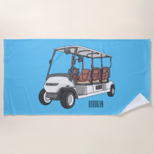 Golf cart / golf buggy cartoon illustration strandtuch