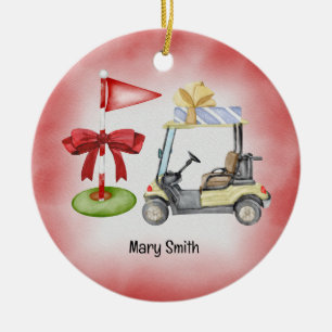 Golf Cart Golf Flag Weihnachtsfeier Keramik Orname Ornament