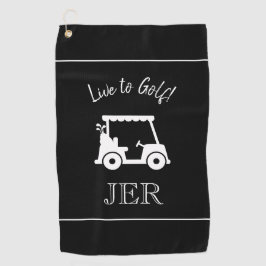 Golf Cart Golfer Zitat Mit Monogramm Schwarz/Weiß Golfhandtuch