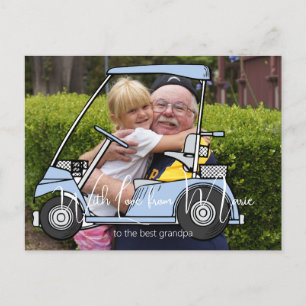 Golf Cart Grandpa Grandson Foto Postkarte