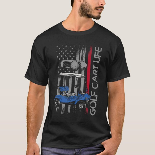 Golf Cart Life Funny Golf Cart mit US-Flagge T-Shirt (Vorderseite)