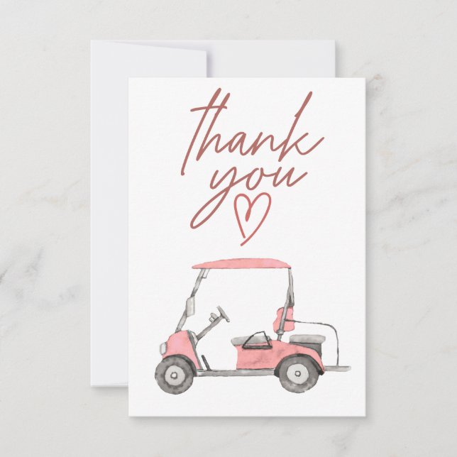 Golf Cart mit Dankeschön Text Dankeskarte (Vorderseite)