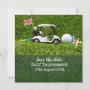 Golf Cart mit England Flag Save the Date