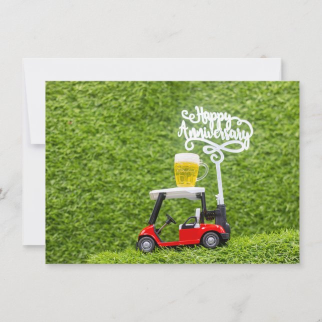 Golf Cart mit glücklichem Jubiläum zum Golfer Mitteilungskarte (Vorderseite)