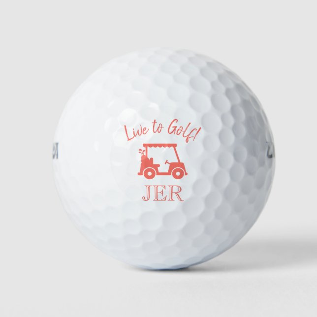 Golf Cart Mit Monogramm Golfinitiativen Live to Go Golfball (Vorderseite)
