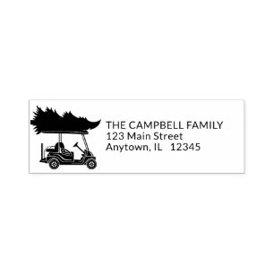 Golf Cart mit Weihnachtsbaum-Rücksendeadresse Permastempel