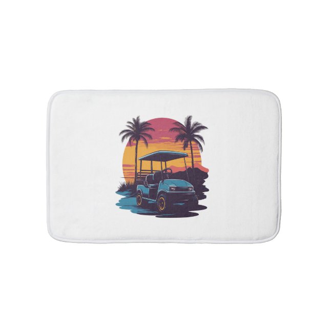Golf Cart Palm Trees Sunset Vintages Set Badematte (Vorderseite)
