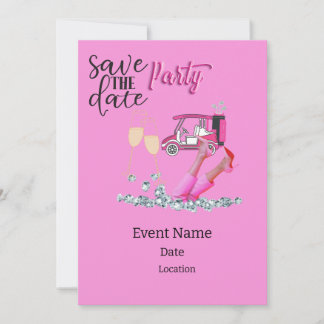 Golf Cart rosa Thema für Damen-Turnier Einladung