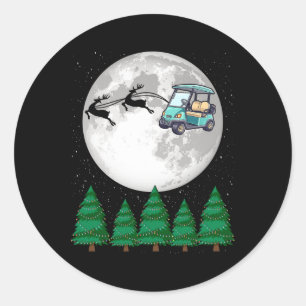 Golf Cart Santa Weihnachten Runder Aufkleber