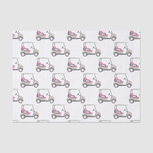 Golf Cart von Pink und Green Palm Beach Seidenpapier (Vorderseite)