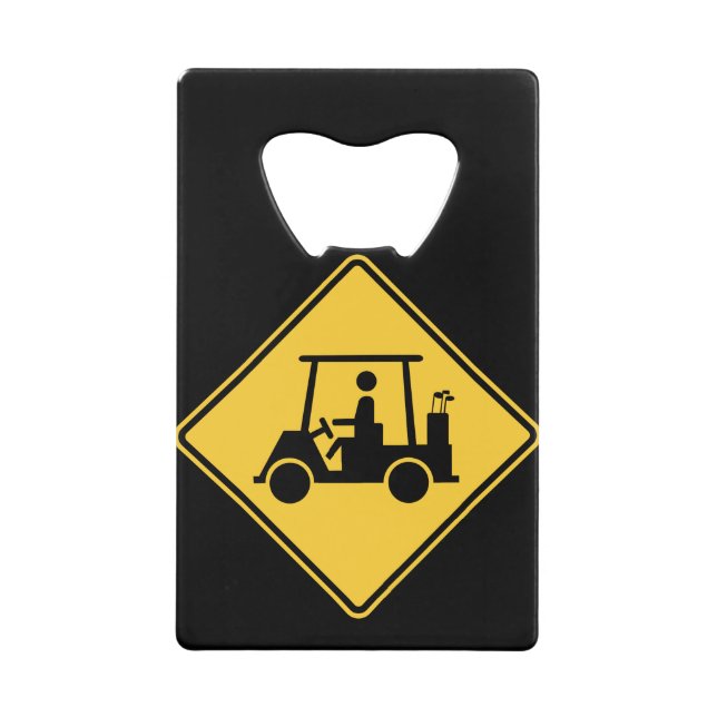 Golf Cart Vorsicht Schild Geldbeutel Flaschenöffner (Vorderseite)