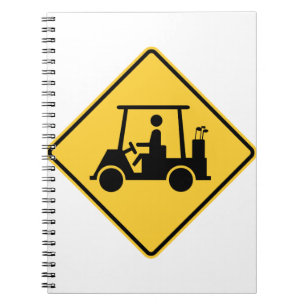 Golf Cart Vorsicht Schild Notizblock