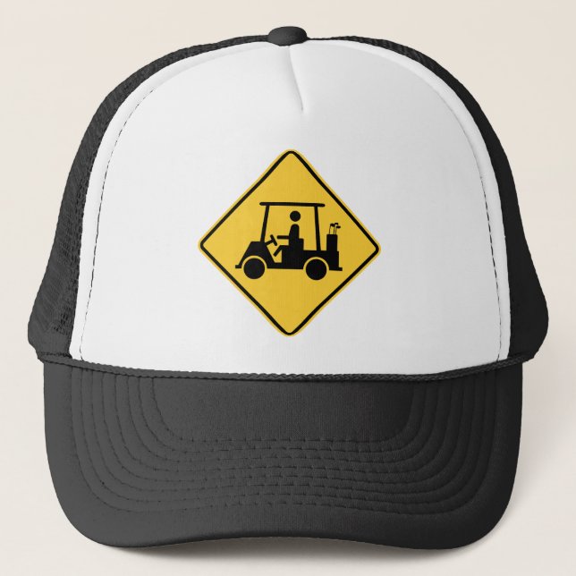 Golf Cart Vorsicht Schild Truckerkappe (Vorderseite)