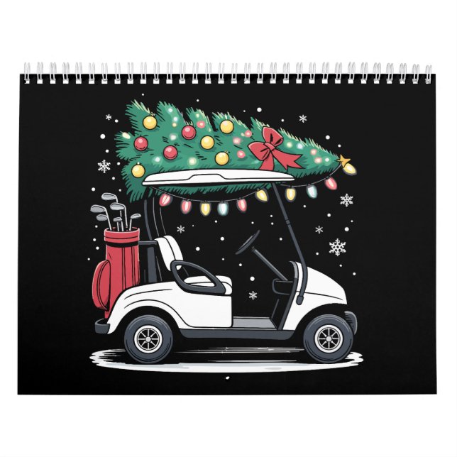 Golf Cart Weihnachtsbaumlichter Xmas Sport Golfer  Kalender (Titelbild)