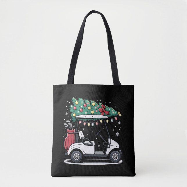 Golf Cart Weihnachtsbaumlichter Xmas Sport Golfer  Tasche (Vorderseite)