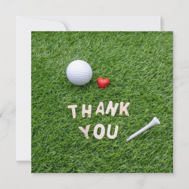 Golf Carte de remerciements amour sur l'herbe vert (Devant)