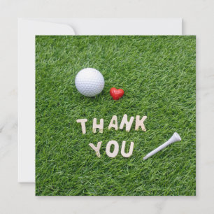 Golf Carte de remerciements amour sur l'herbe vert