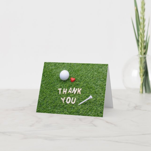 Golf Carte de remerciements amour sur l'herbe vert (Devant)