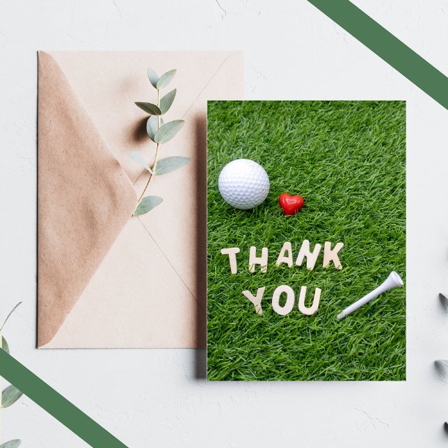 Golf Carte de remerciements amour sur l'herbe vert (Créateur téléchargé)