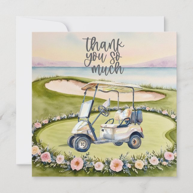 Golf carte de remerciements terrain d'aquarelle (Devant)