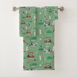 Golf Carts Modernes Golfer Golf Thema Badhandtuch Set