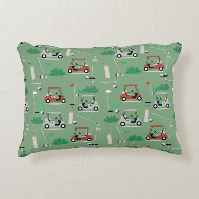 Golf Carts Modernes Golfer Golf Theme Muster Dekokissen (Vorderseite)