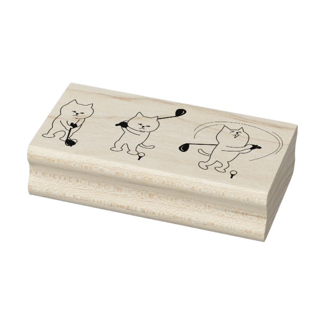 Golf Cat Art Briefmarke Gummistempel (Stempel)