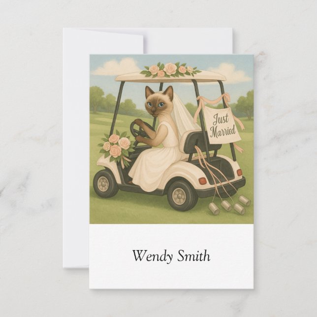 Golf Cat Woman Golfer Einfach Golfwagen verheirate (Vorderseite)