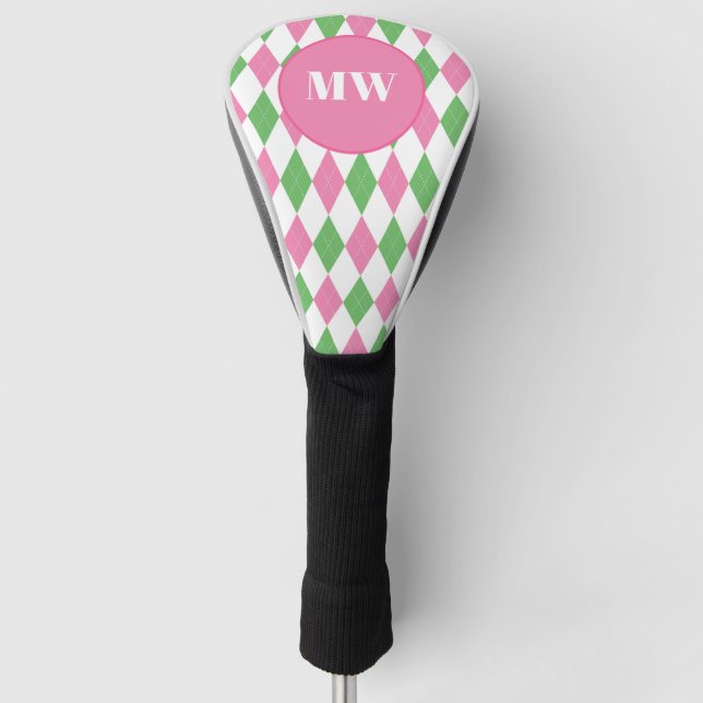Golf Chic Argyle Monogram Club Head Cover Headcover (Vorderseite)