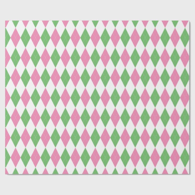 Golf Chic Pink Grün Argyle-Geschenkpapier Geschenkpapier (Flach)