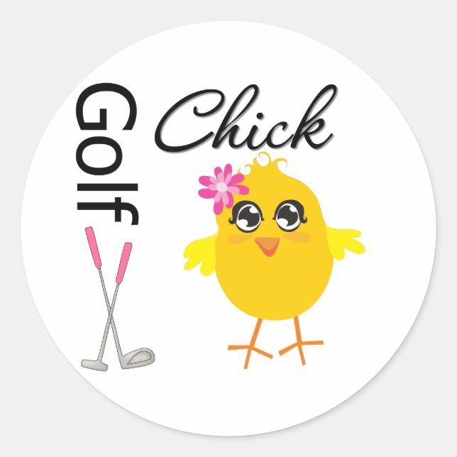 Golf Chick Runder Aufkleber (Vorderseite)
