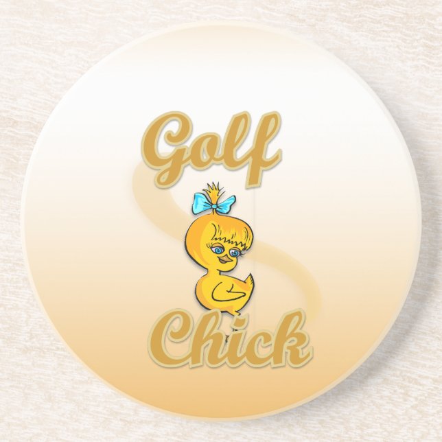 Golf Chick Sandstein Untersetzer (Vorne)