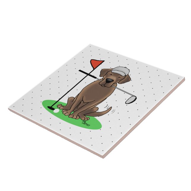 Golf Chocolate Labrador Retriever Dog - Funny - Fu Fliese (Seite)