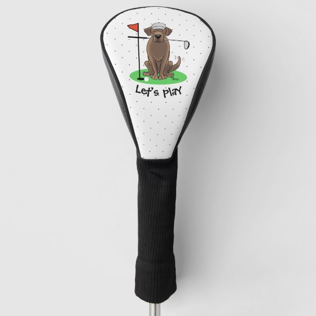 Golf Chocolate Labrador Retriever Dog - Funny - Fu Golf Headcover (Vorderseite)